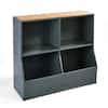 Metal And Bamboo Multi-Bin Storage Cubby Charcoal/Natural, 55% OFF