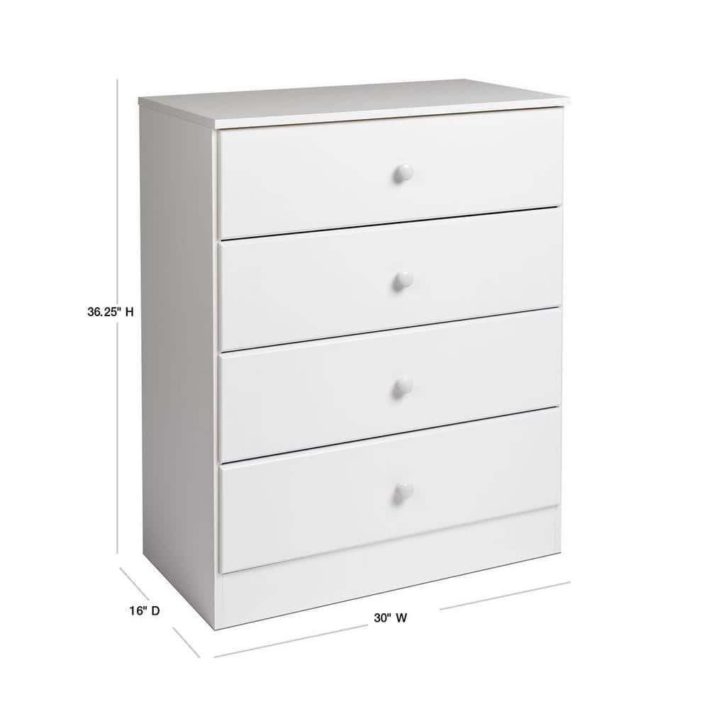 Astrid 42.5" White MDF Vertical 4-Drawer Dresser
