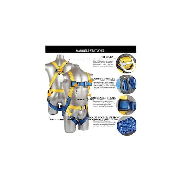 ❇️ストライプ❇️ブルーシャイニングクォーツの14kgfチャーム KIWDZFU OSHA/ANSI Compliant Fall Protection Safety Harness with