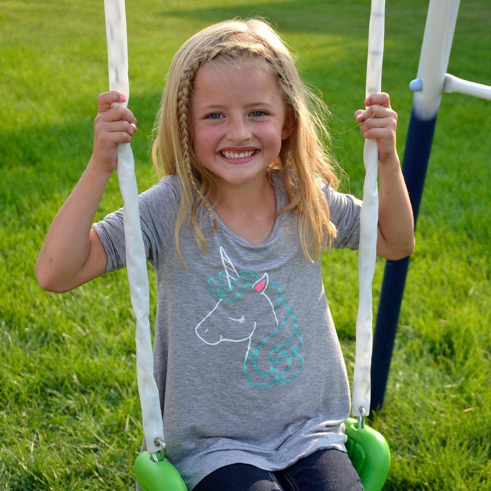 Sierra Vista Blue and Green Metal Swing Set with Slide