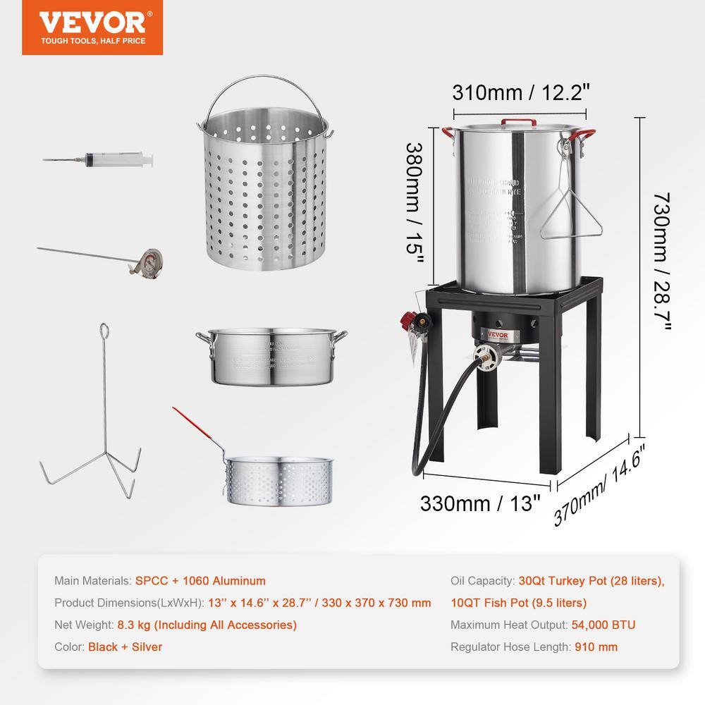 VEVOR VEVOR Premium Aluminum 30 Qt. Turkey Fryer And 10 Qt. Fish Fryer Boiler Steamer Set