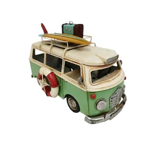 Green 11 x 6 x 7.5 in. VW Metal Bus Model