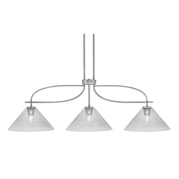 Unbranded Olympia 14 in. 3-Light Chandelier Graphite Smoke Bubble Glass Shade