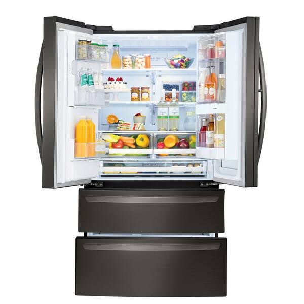 Lg Electronics 28 Cu Ft 4 Door Smart Refrigerator With Instaview Door In Door In Black Stainless Steel Lmxs28596d The Home Depot