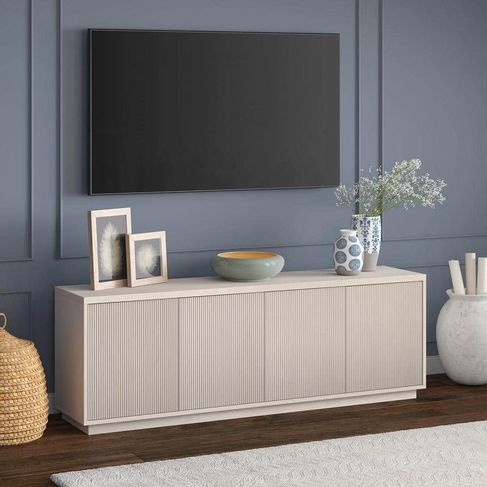 Hanson Alder White Rectangular TV Stand with Cabinet