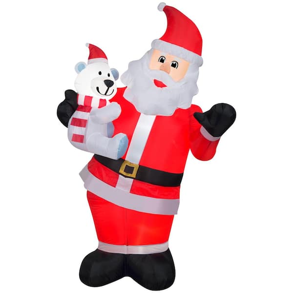 Unbranded 72.05 in. H x 26.77 in. W x 42.91 in. L Christmas Inflatable Animated Airblown-Swaying Santa w/Polar Bear