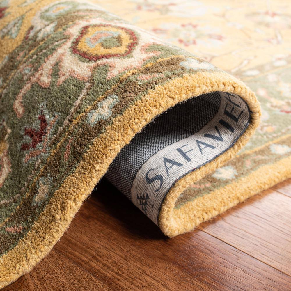 Antiquity Gold and Green Handmade Wool Area Rug