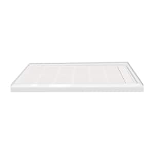 Linear 30 in. L x 60 in. W Single Threshold Alcove Shower Pan Base with Right Drain in White