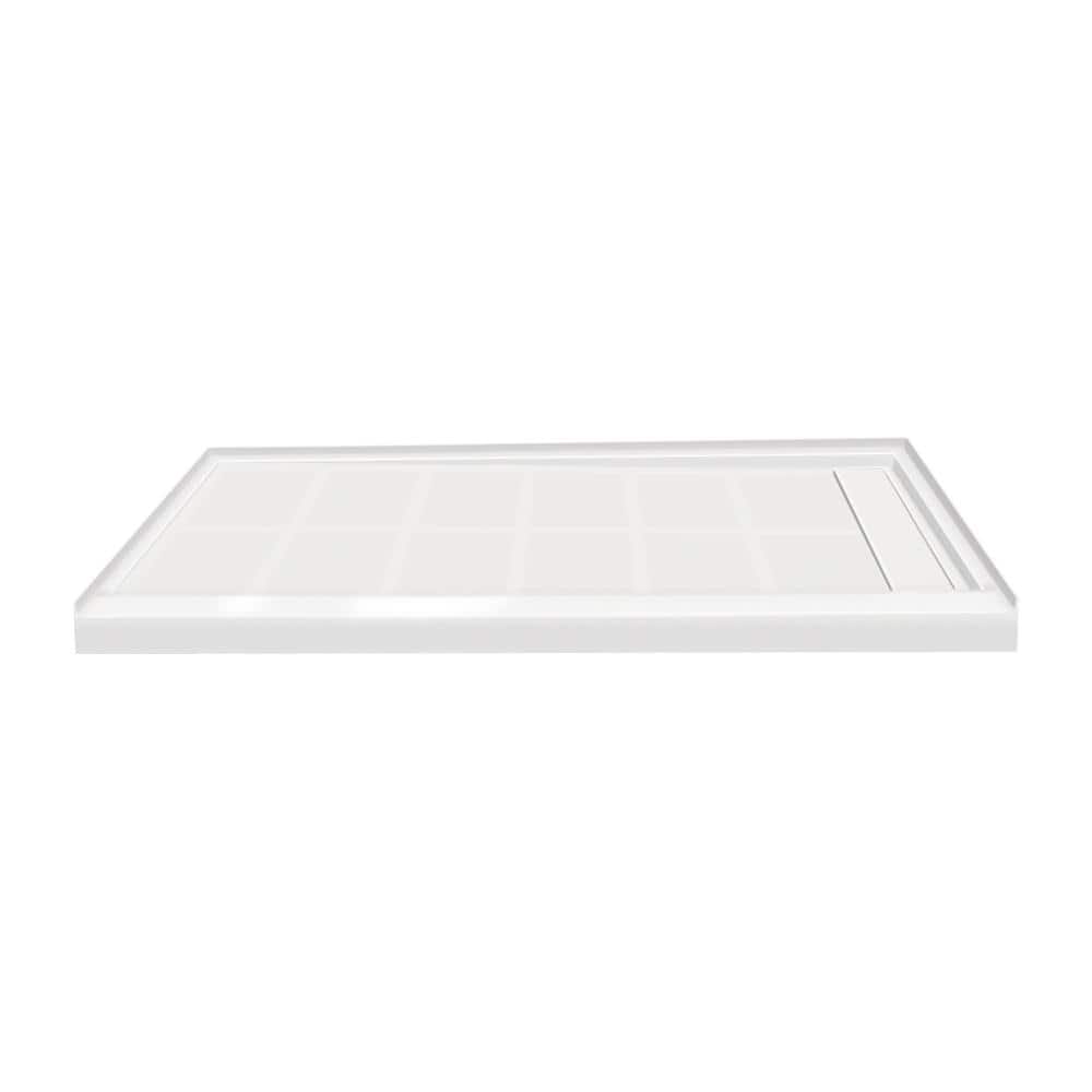 White Rectangular 60'' x 34'' Resin Shower Base with Right Drain