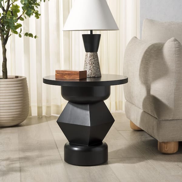 Jaymee 17.9 in. Black Round Wood End Table