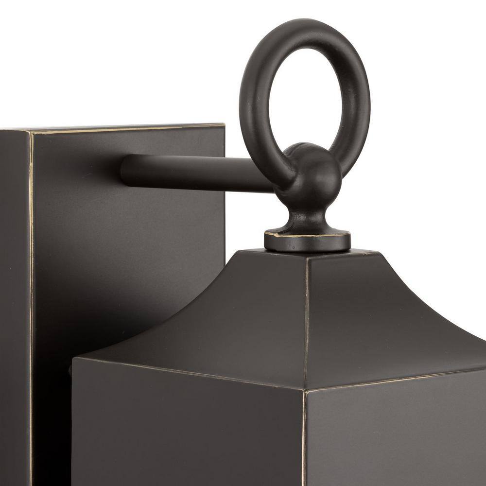 Antique Bronze and Black Geometric Lantern Sconce