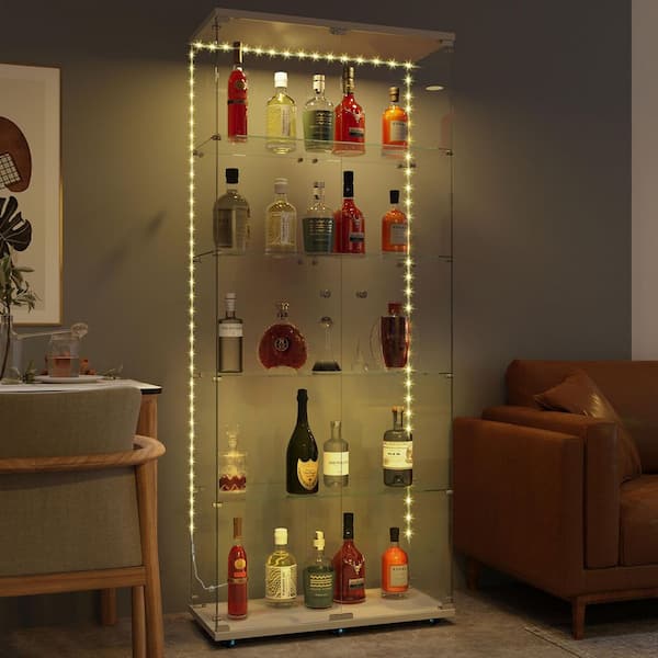 Dovelina Tempered Glass White 31 in. Display Cabinet for Sports Shoes and Collectible Showcase