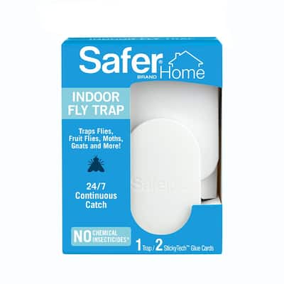 Safer Home Indoor Flying Insect Trap for Fruit Flies, Gnats, Moths, House Flies (1 Plug-In Base and 2 Refill Glue Cards)