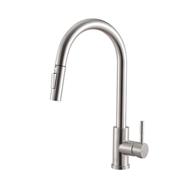Unbranded Single Handle Pull Down Sprayer Standard Kitchen Faucet with touch sensor in Brushed Nickel with 360° Spout Swivel