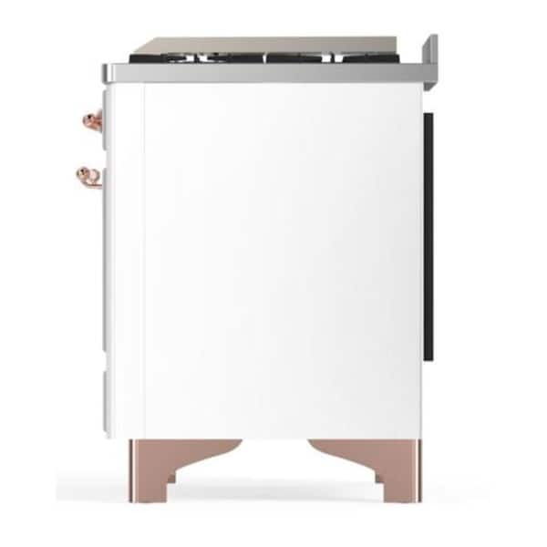 Majestic II 40 in. Double Oven Dual Fuel Range with 6 Sealed Burners, Glass Door, Copper Trim in White