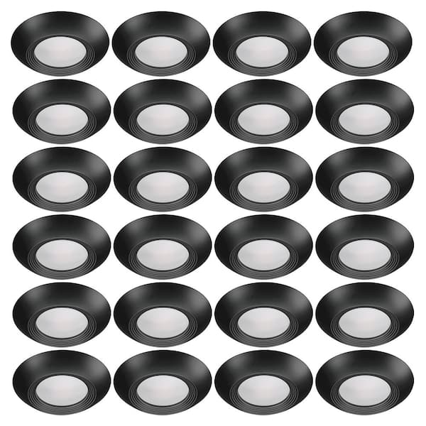 ETi Disk Light Kit 5 in./6 in. 3000K Integrated LED Recessed Light Trim with Black Trim Cover (24-Pack)
