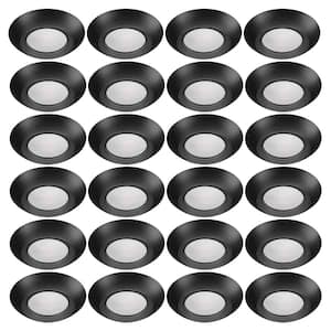 Disk Light Kit 5 in./6 in. 3000K Integrated LED Recessed Light Trim with Black Trim Cover (24-Pack)