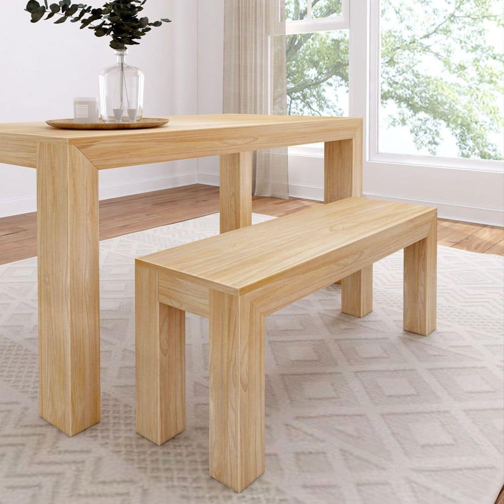 Modern 49 in. Blonde Wirebrush Entryway Dining Bench Backless With Solid Wood price history on PriceWatchPro
