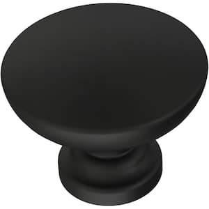 1-1/8 in. (29 mm) Matte Black Flat Top Round Cabinet Knob (10-Pack)