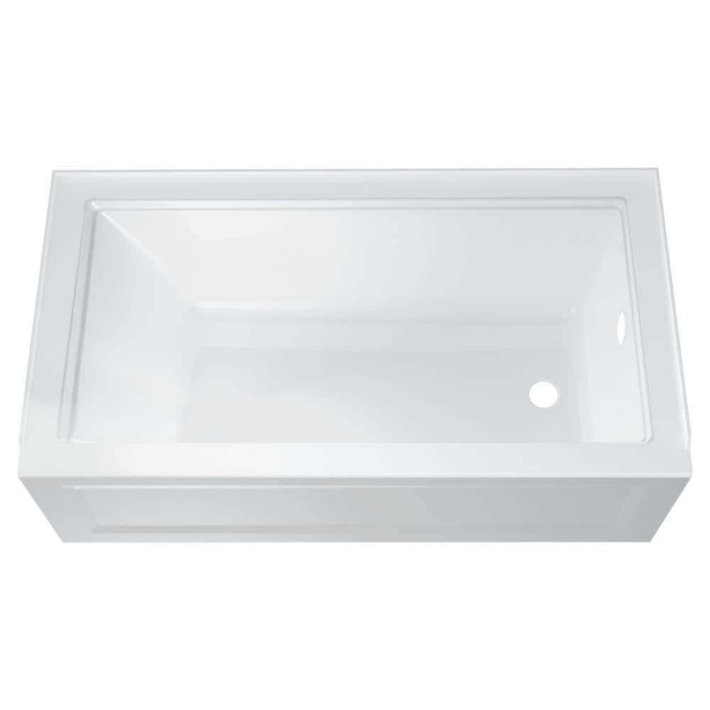 White Acrylic Alcove Bathtub with Built-In Apron
