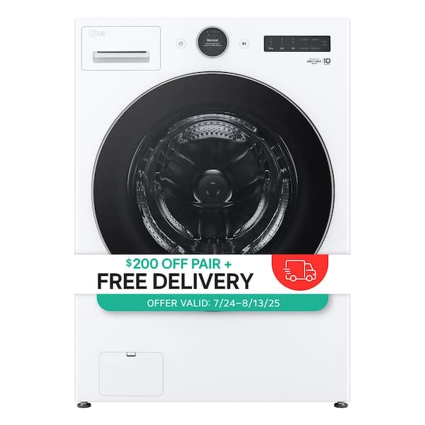 4.5 cu. ft. Stackable Smart Front Load Washer in White with AI Digital Dial, Steam and TurboWash360