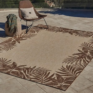 Paseo Tropic Sand 8 ft. x 10 ft. Border Indoor/Outdoor Area Rug