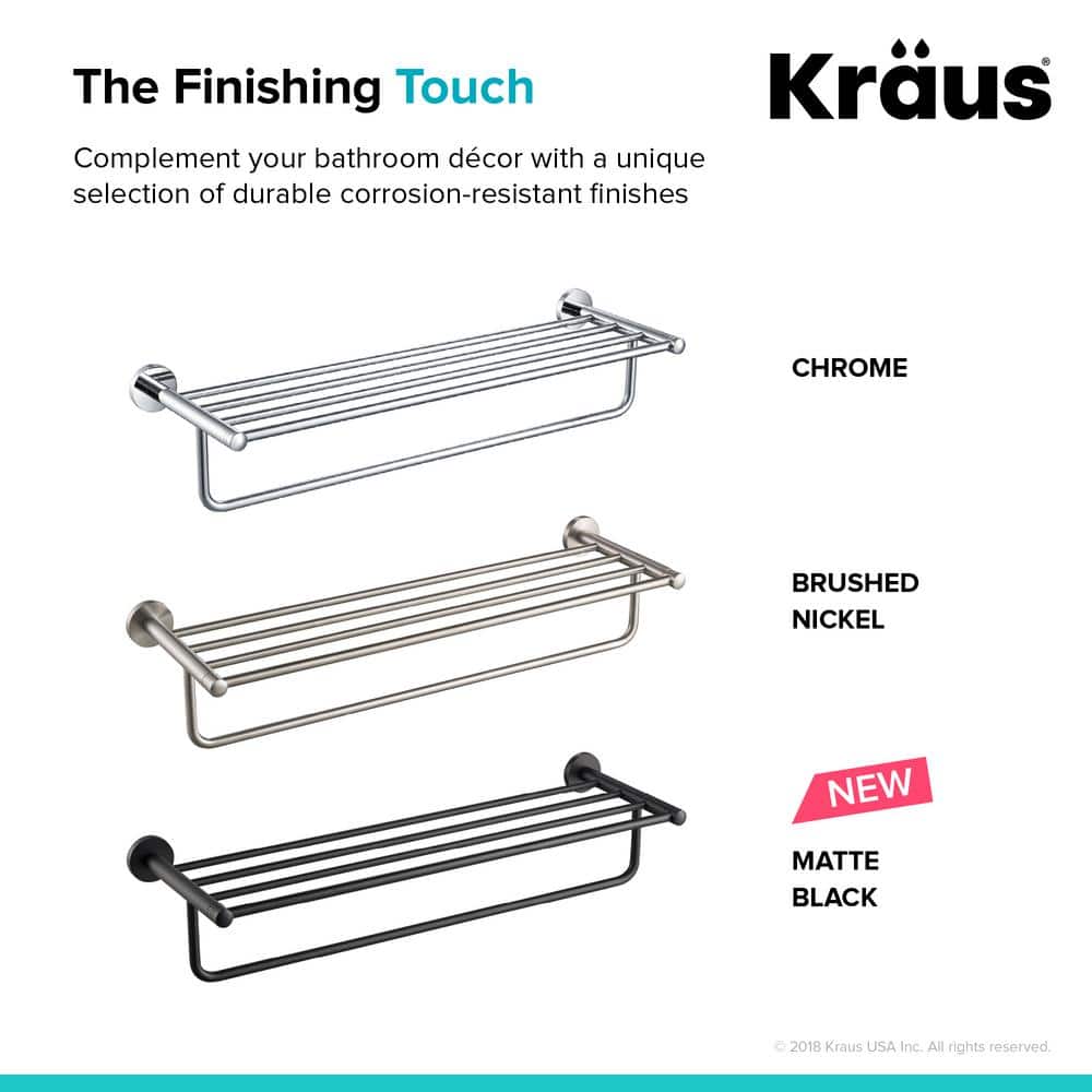 Elie Chrome Wall-Mounted Accent Shelf with Towel Bar
