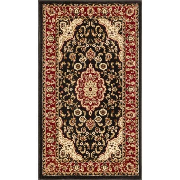 Well Woven Barclay Medallion Kashan Black 2 ft. x 4 ft. Traditional Area Rug
