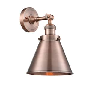 Franklin Restoration Appalachian 8 in. 1-Light Antique Copper Wall Sconce with Antique Copper Metal Shade