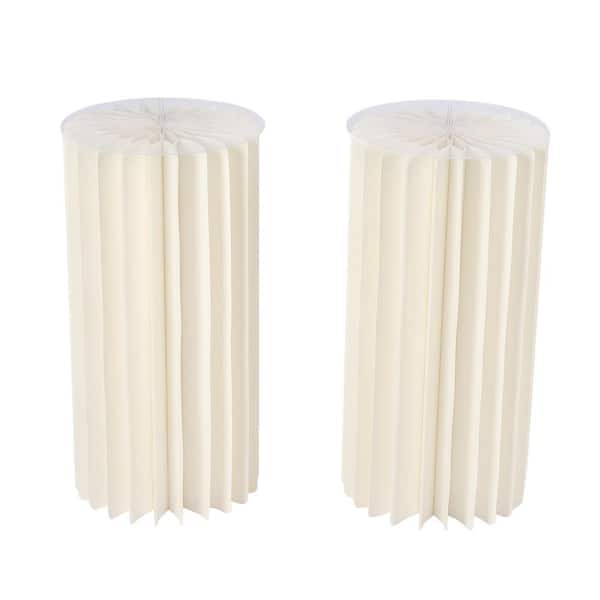 YIYIBYUS 23.6 in. Tall Indoor/Outdoor White Foldable Cardboard PVC Plastic Table Cylinder Flower Stand (2-Piece)