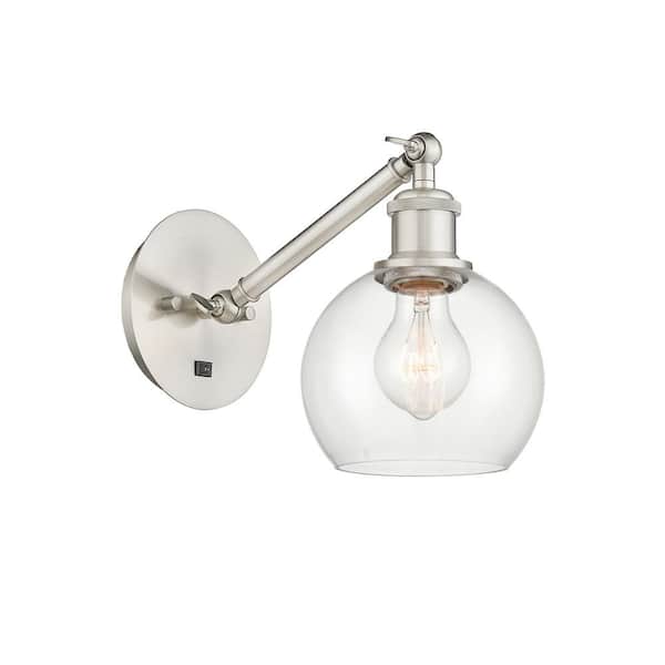 Innovations Athens 1-Light Brushed Satin Nickel, Clear Wall Sconce with Clear Glass Shade