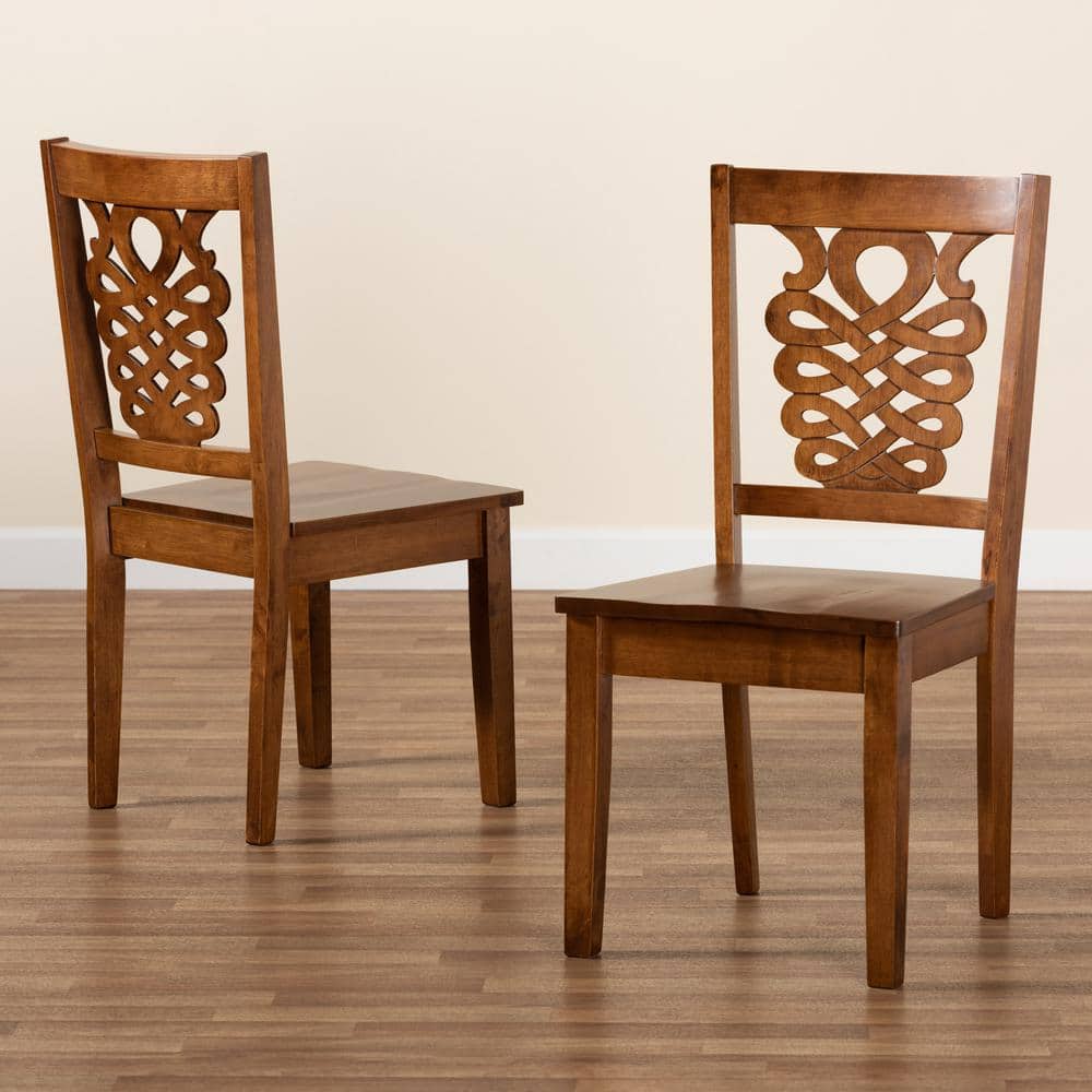 Walnut Brown Low Wood and Cane Arm Chair
