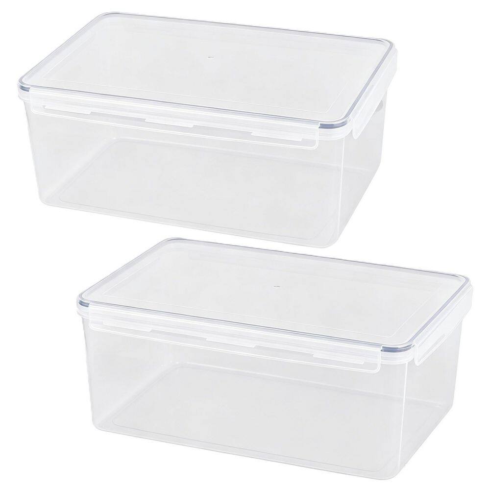 2-Piece Large Plastic Bread Box for Kitchen Countertop, Airtight Bread Storage Container for Homemade Bread, Bakery Loaf