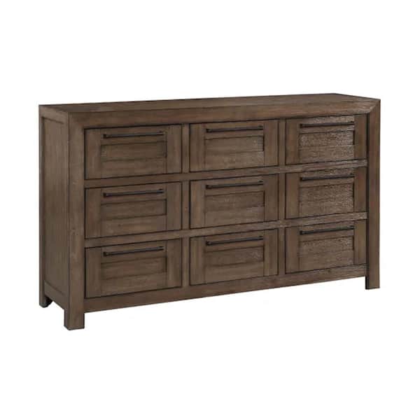 Bridgevine Home Arcadia 9-Drawer Old Forest Glen Dresser without Mirror (39 in. H X 66 in. W X 18 in. D)