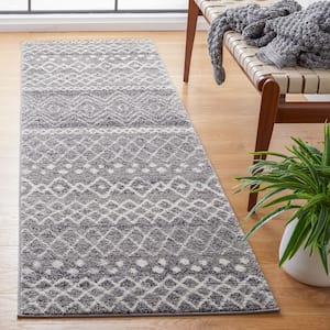 Madison Charcoal/Ivory 2 ft. x 8 ft. Geometric Floral Runner Rug