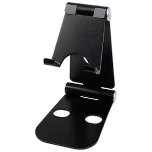 Pocket-Friendly Device Stand, Smartphones and Tablets, Double Hinge Design, Folds for Travel, Black