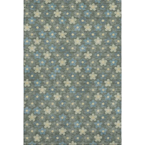 Mayfield Premium Machine Washable Abstract AMF2569 Basil 9 ft. x 12 ft. Area Rug