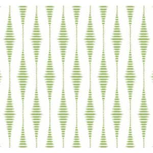 40.5 sq. ft. Macaw Green Striped Ikat Vinyl Peel and Stick Wallpaper Roll