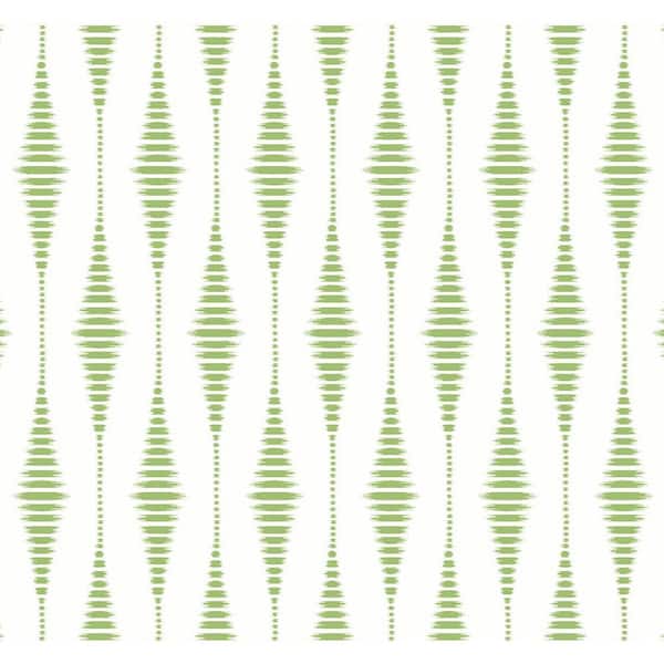 NextWall 40.5 sq. ft. Macaw Green Striped Ikat Vinyl Peel and Stick Wallpaper Roll