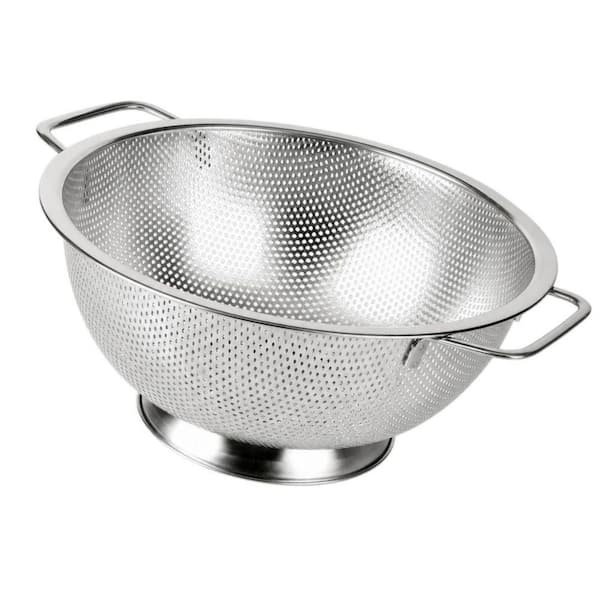 Silver 3 qt. Stainless Steel Colander with Riveted Handles, Strainer for Kitchen Food, Dishwasher Safe (Set of 1)