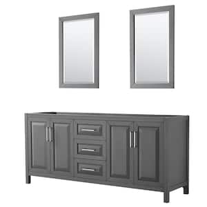 Daria 78.75 in. Double Bathroom Vanity Cabinet Only with 24 in. Mirrors in Dark Gray