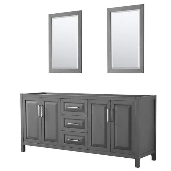 Wyndham Collection Daria 78.75 in. Double Bathroom Vanity Cabinet Only with 24 in. Mirrors in Dark Gray