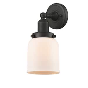 Bell 5 in. 1-Light Oil Rubbed Bronze Vanity Light with Matte White Glass Shade