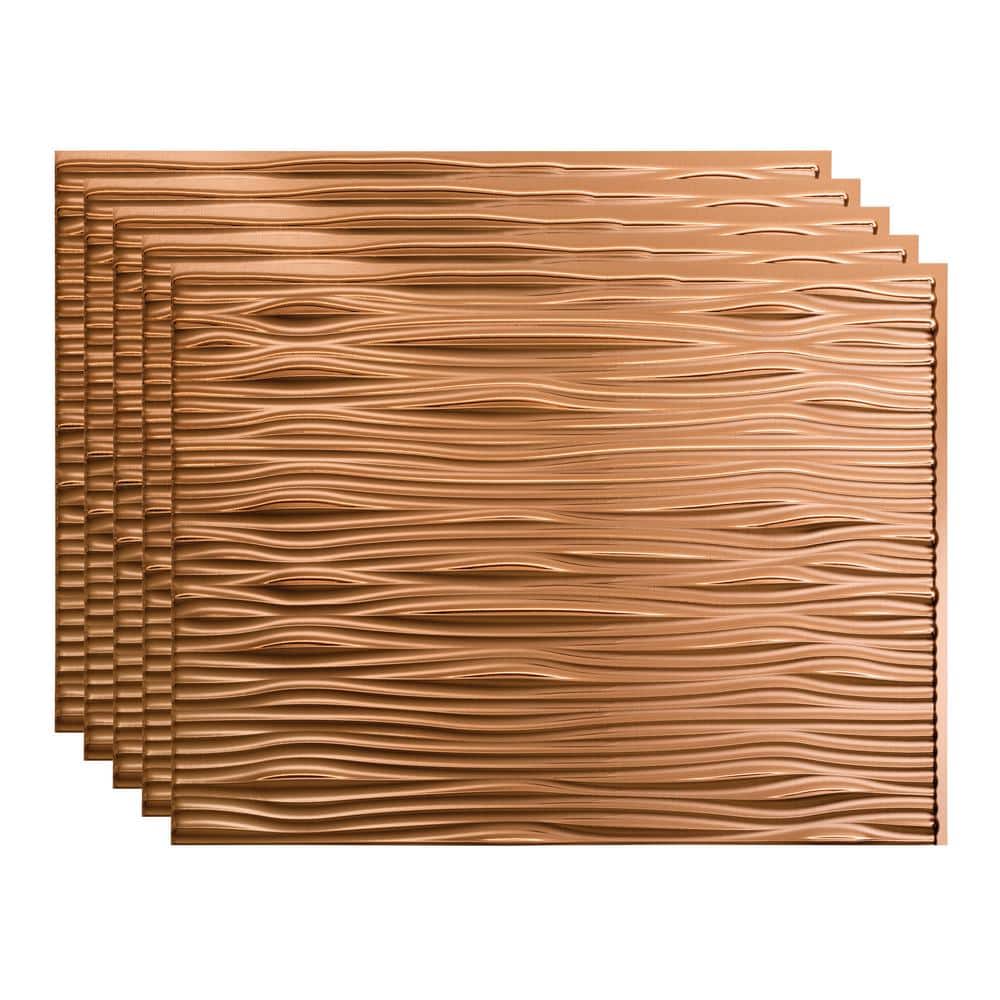 18.25 in. x 24.25 in. Waves Vinyl Backsplash Panel in Polished Copper (5-Pack) price history on PriceWatchPro