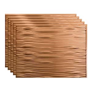 18.25 in. x 24.25 in. Waves Vinyl Backsplash Panel in Polished Copper (5-Pack)
