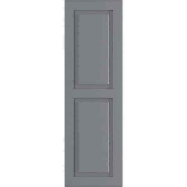 Ekena Millwork 18 in. x 45 in. PVC True Fit Two Equal Raised Panel Shutters Pair in Ocean Swell
