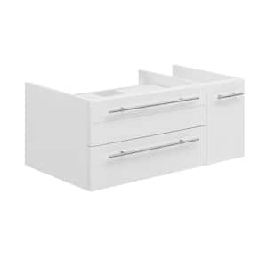 Lucera 36 in. W Wall Hung Vessel Sink Bath Vanity Cabinet Only in White
