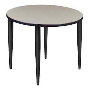 Trueno 36 in. L Round Maple and Black Wood Tapered Leg Table (Seats-4)