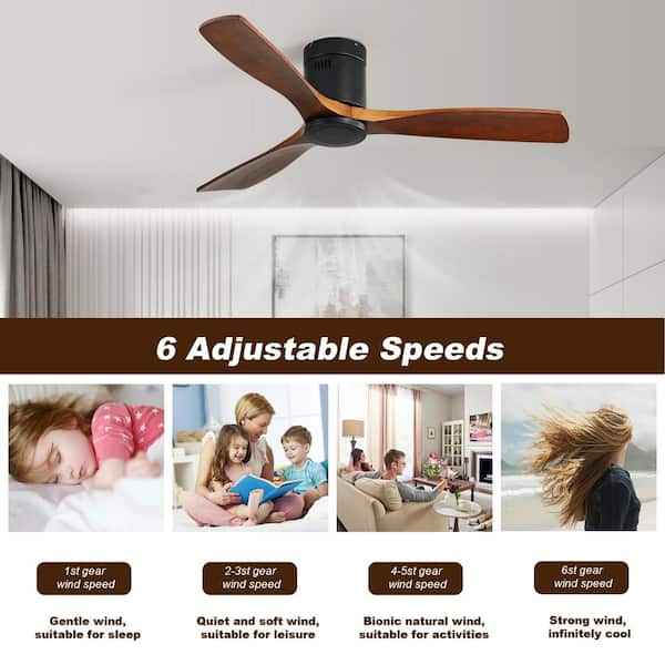 Sofucor 52 in. Indoor/Outdoor Black Ceiling Fan with Remote