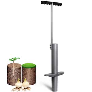33 in. Bulb Planter with T-Style Long Handle, Grey